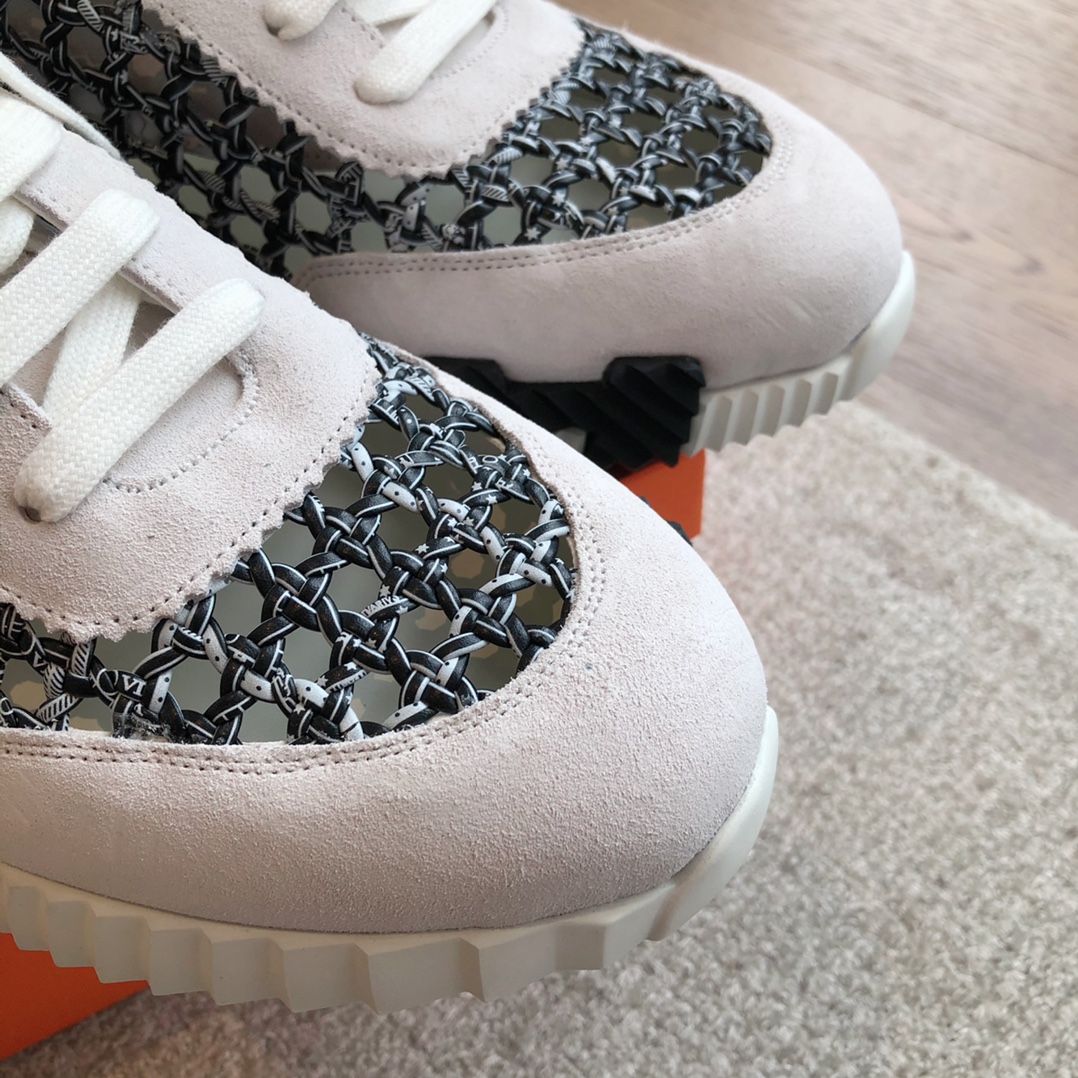 Hermes Limited edition hollow hand-woven women sneakers