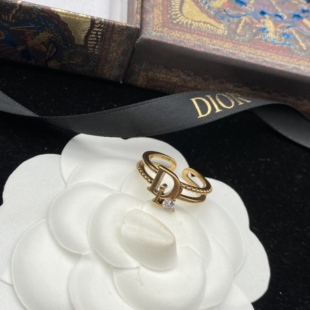 D designnew letter-set diamond temperament retro open ring