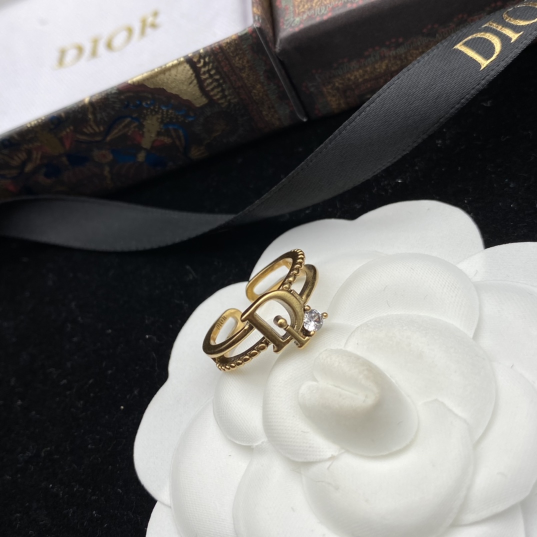 D designnew letter-set diamond temperament retro open ring