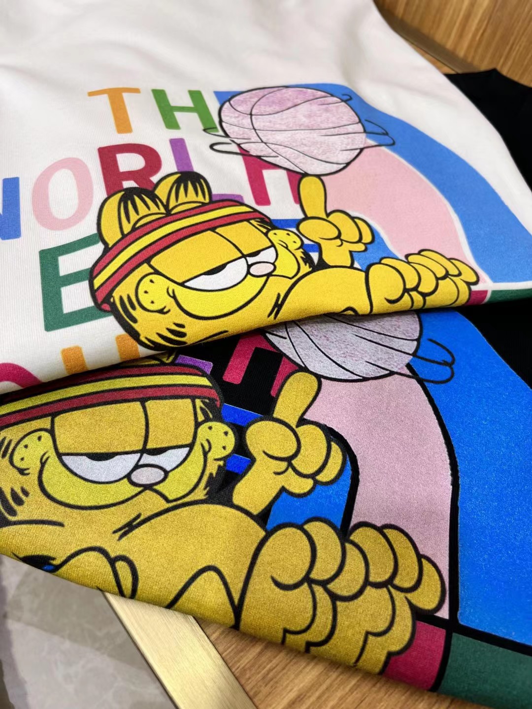 The North Face & G design Spring Summer New Design Lovely Garfield Printed Unisex Cotton Leisure T-shirt