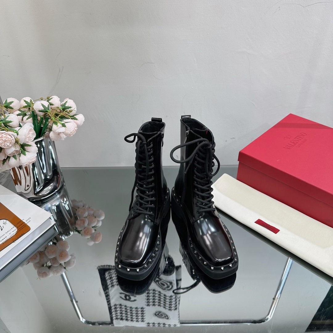 V stylerivets 2023 autumn and winter must-have new lace-up short boots