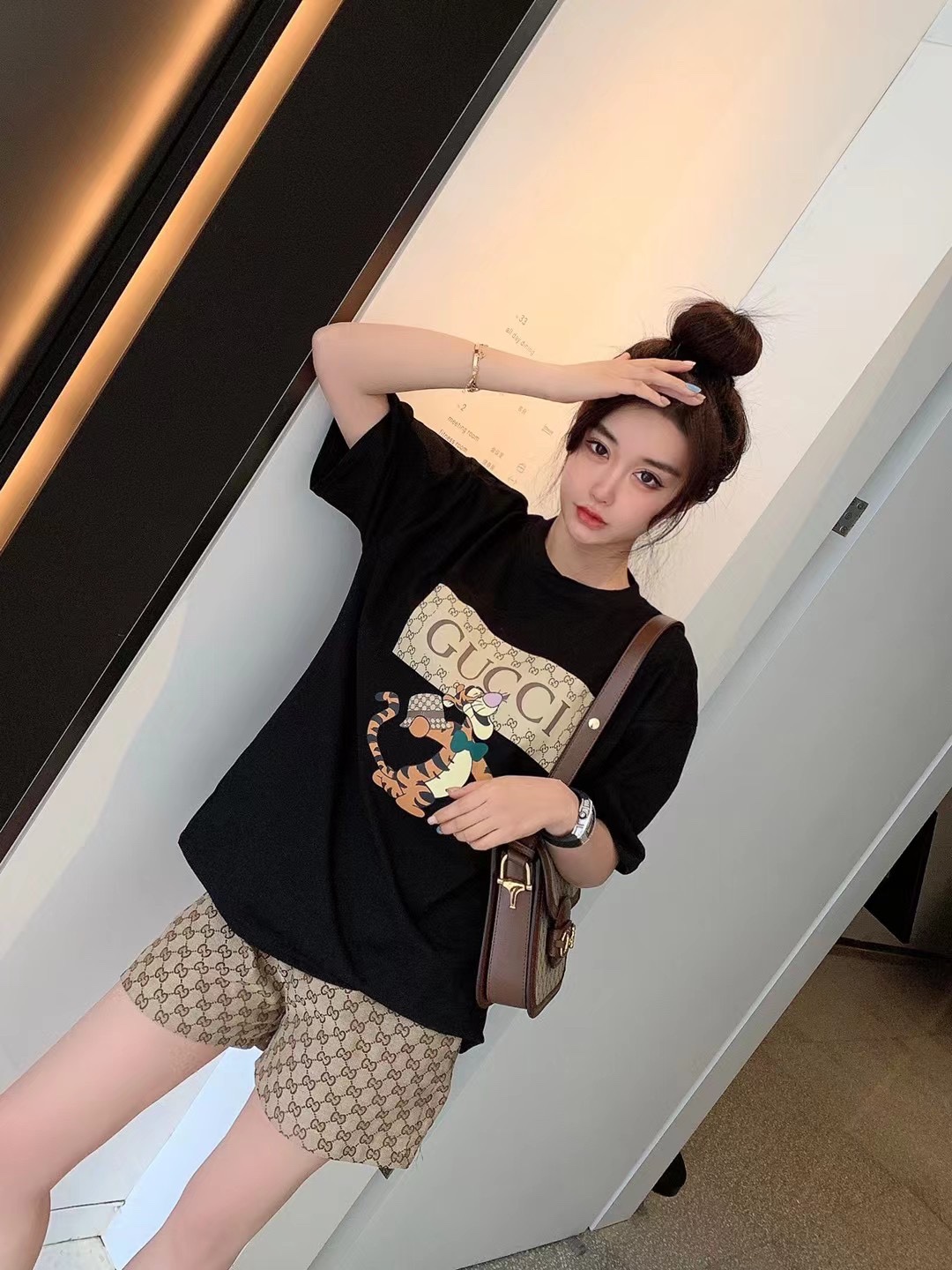 銆怢ow price promotion]銆?G design Cartoon Tigger printed short sleeve