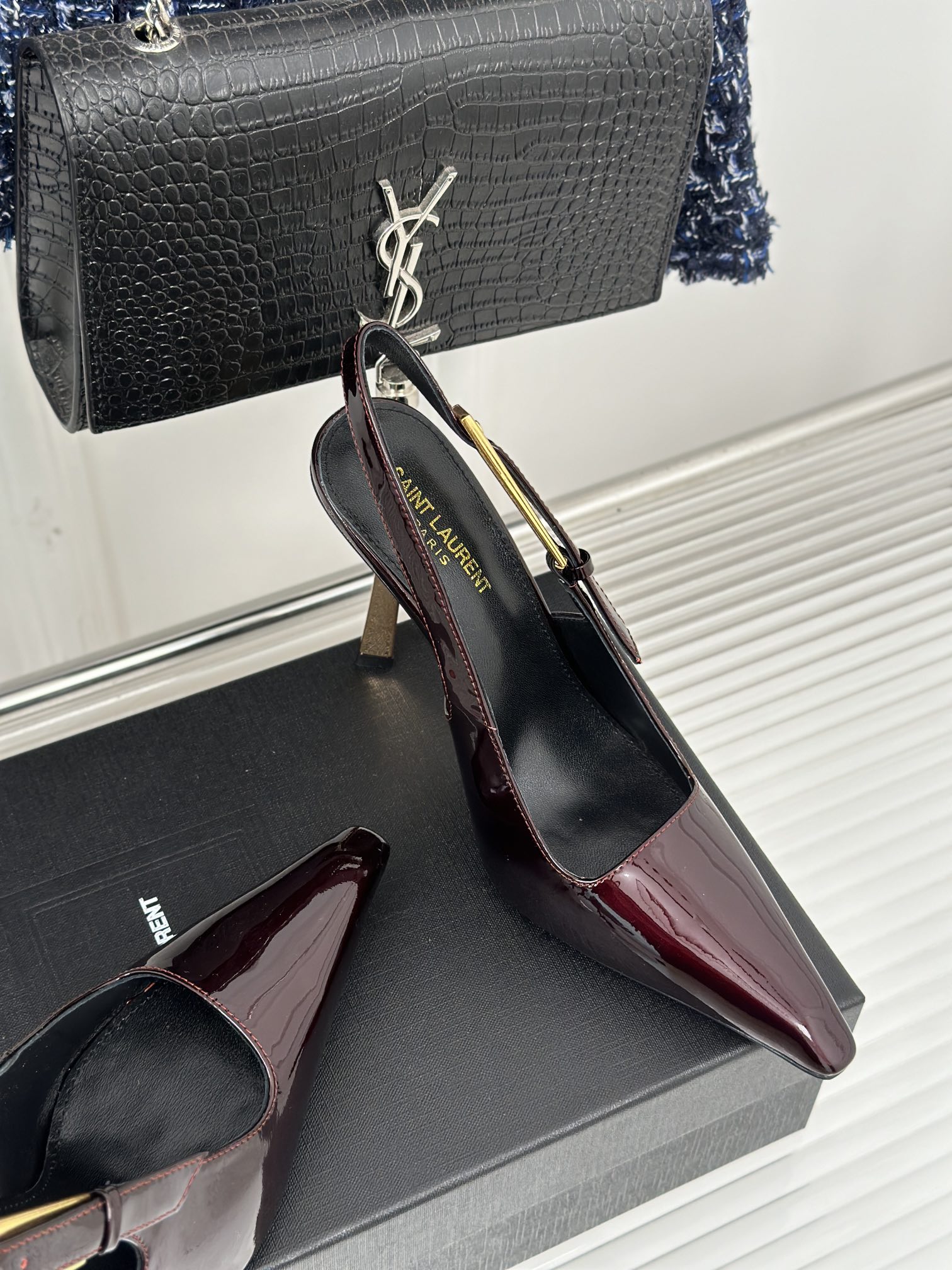 Saint Lauren*Y style 24ss new runway heeled pointed toe sandals