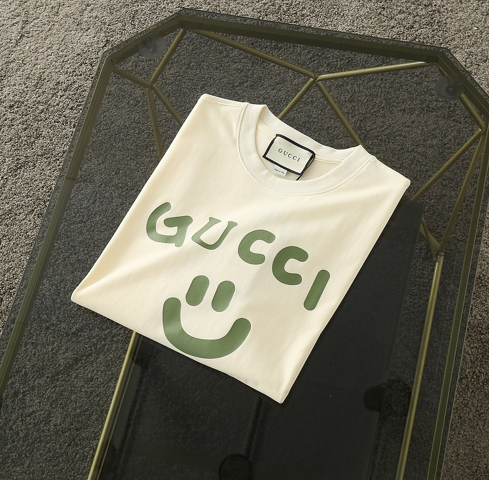 G design Smile Printed Summer Round Collar Cotton Breathable Unisex Leisure T-shirt