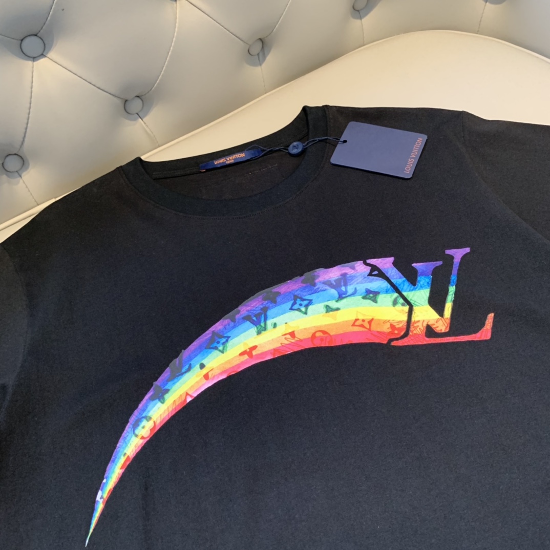 L design  Rainbow Printed Summer New Design Classic Unisex Short Sleeve