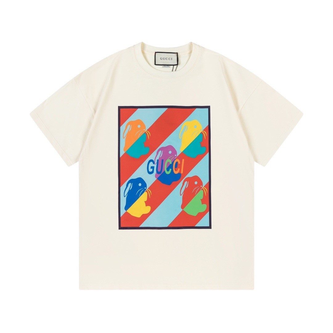 G design 2023 Spring Summer New Design Colourful Rabbit Logo Printed Unisex T-shirt