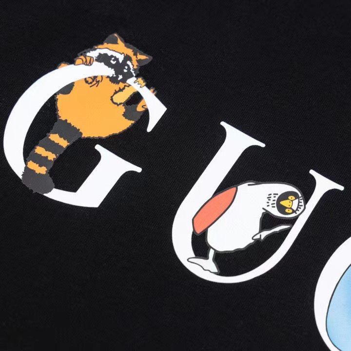 G design 2023 Summer Alphabet Cute Animals Printed Cotton Breathable Unisex T-shirt