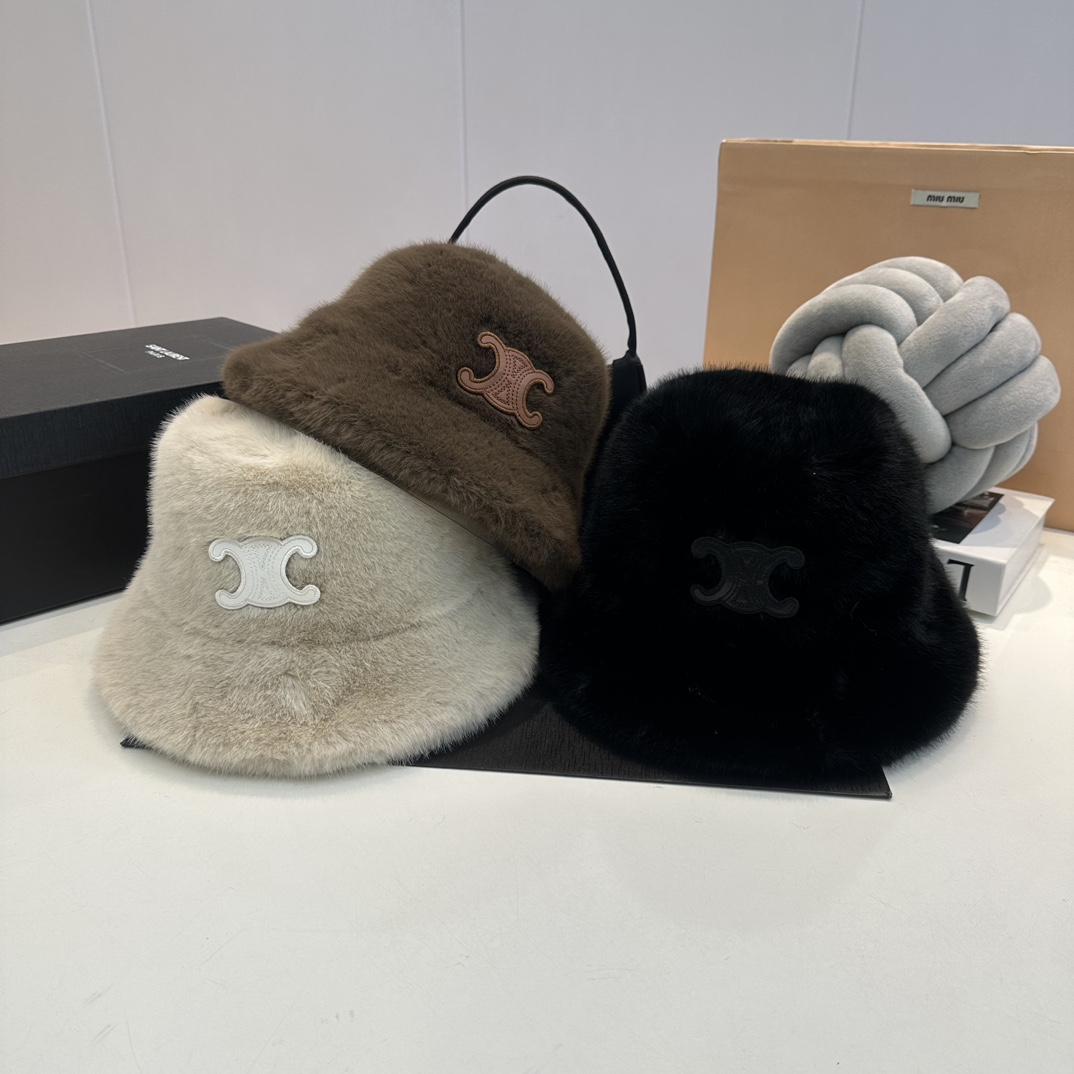 C logo  Mink Hair Bucket Hat