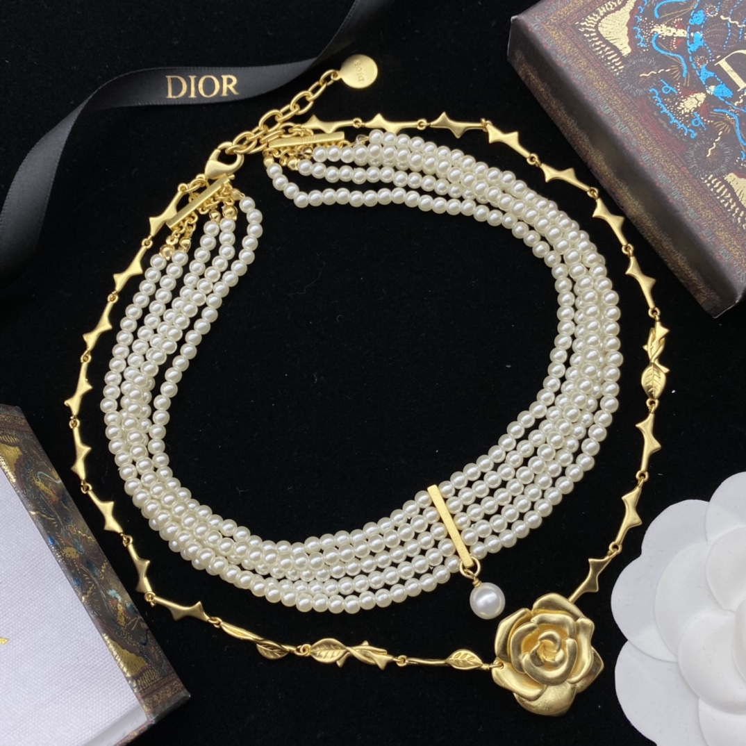 D design  New Pearl Flower Vintage Set Necklace