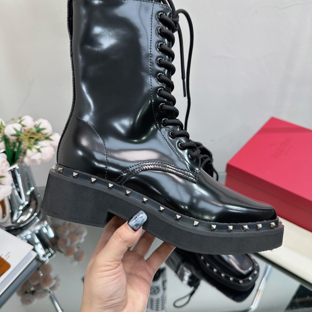 V stylerivets 2023 autumn and winter must-have new lace-up short boots