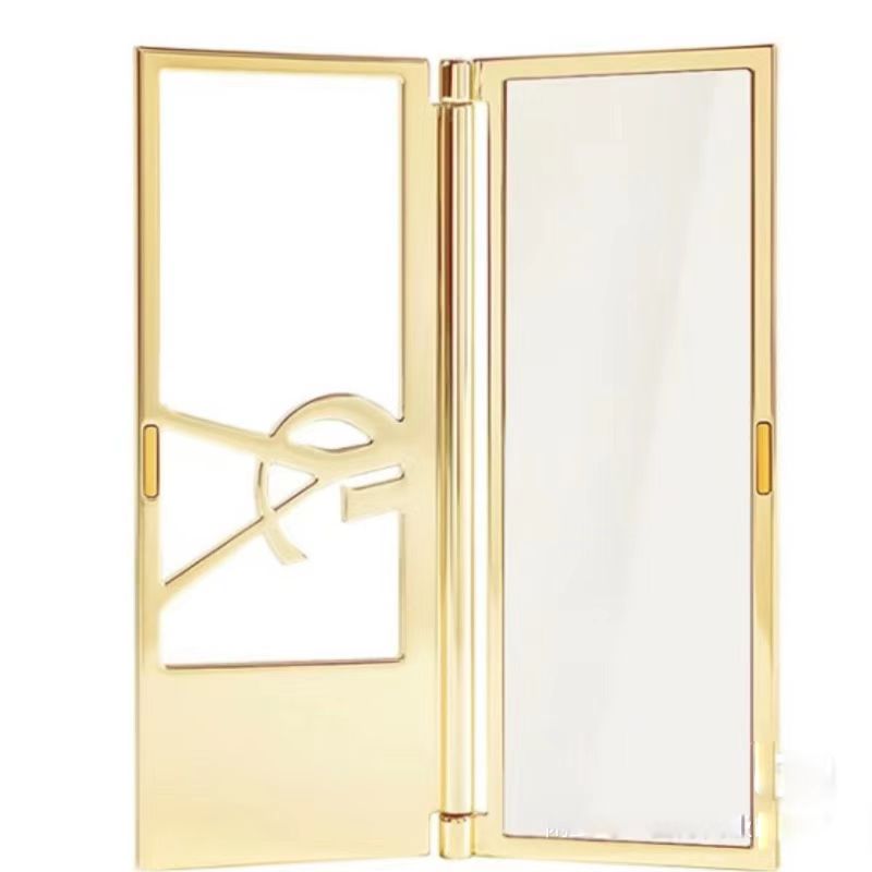 Y design Portable Cosmetic makeup mirror metal hollow design magnetic buckle