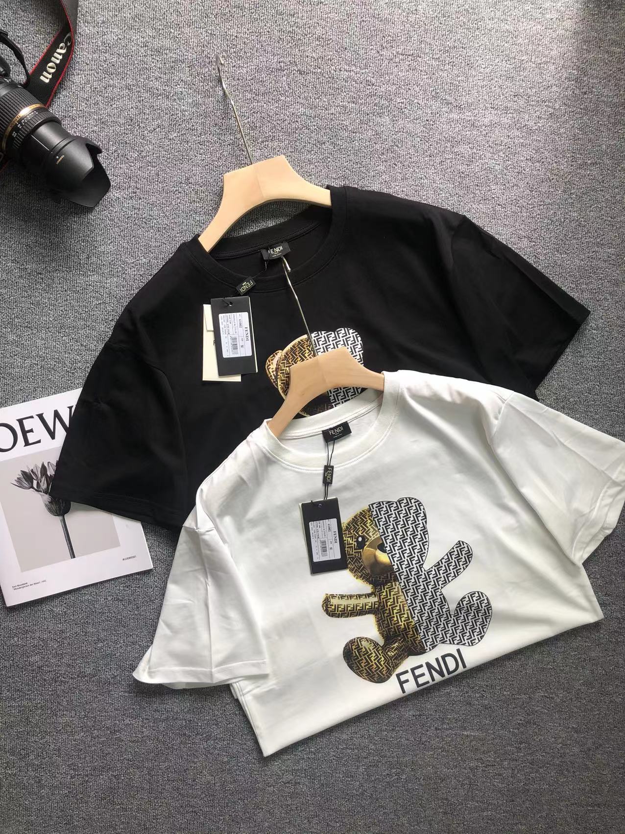 F design  classic logo Bear printed short sleeve T-shirt men women unisex High quality