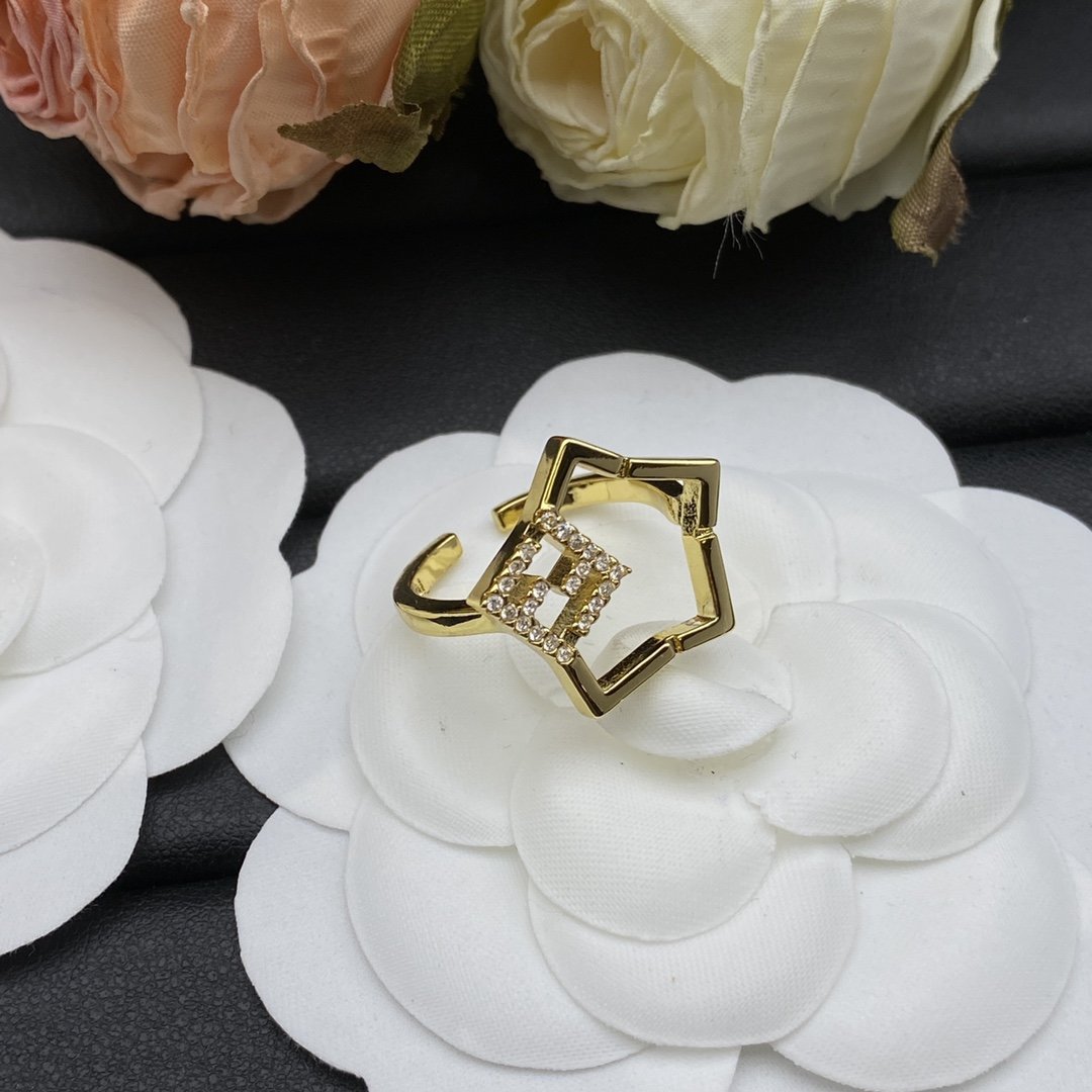 F design  new five pointed star diamond open ring