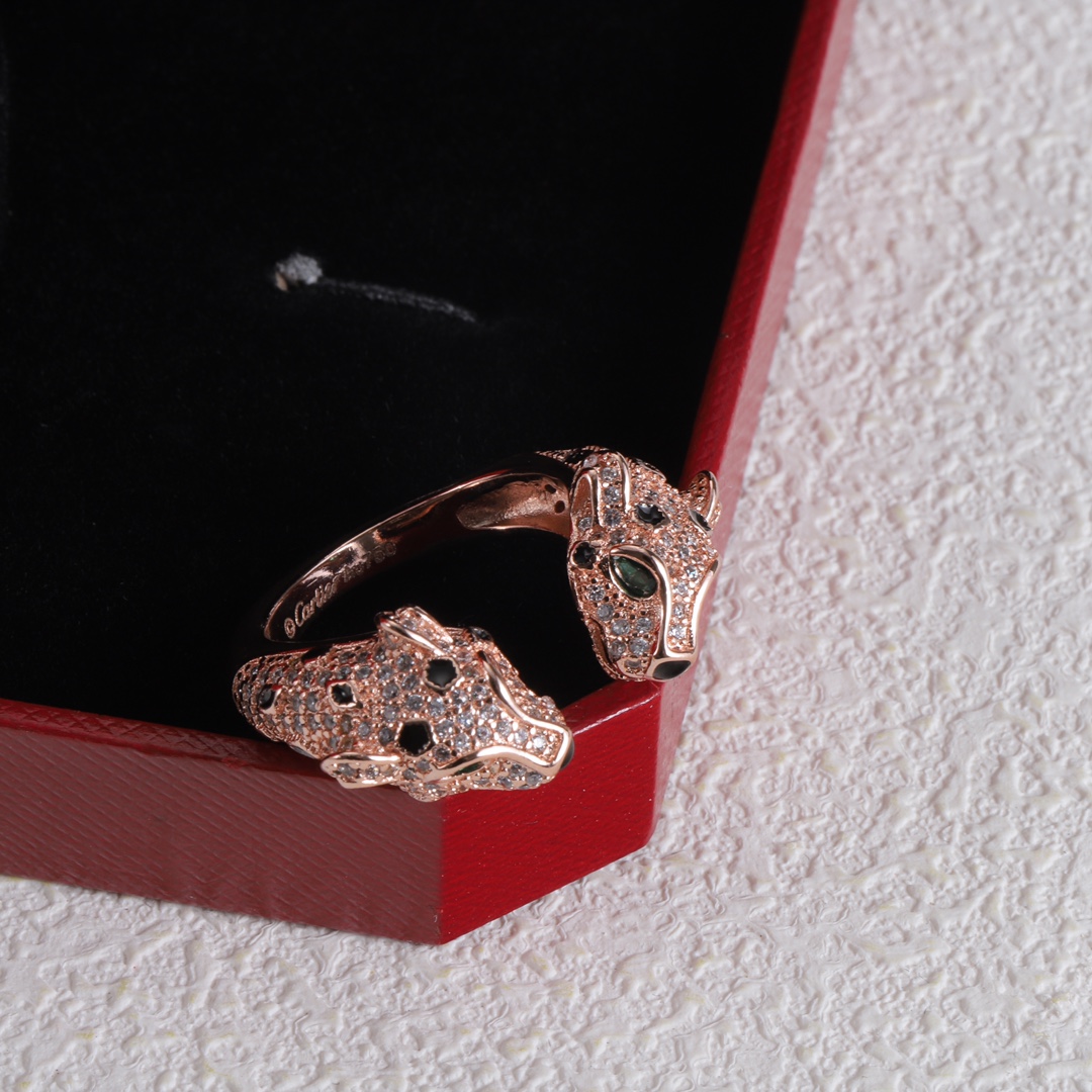 Cartier Fashion Diamond Animal Head Open Ring