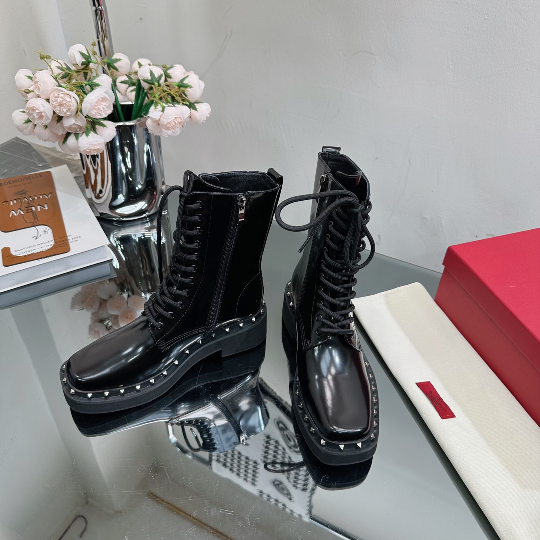 V stylerivets 2023 autumn and winter must-have new lace-up short boots