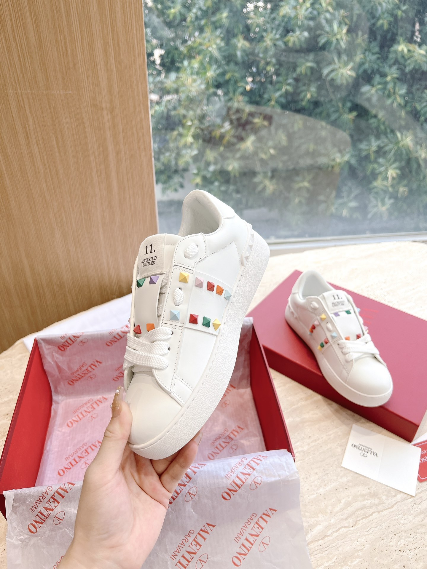 VALENTINO Women's OPEN DISCO Calfskin Sneakers