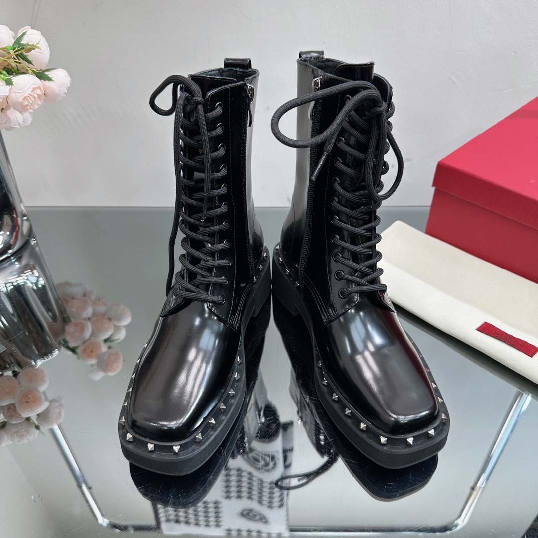 V stylerivets 2023 autumn and winter must-have new lace-up short boots