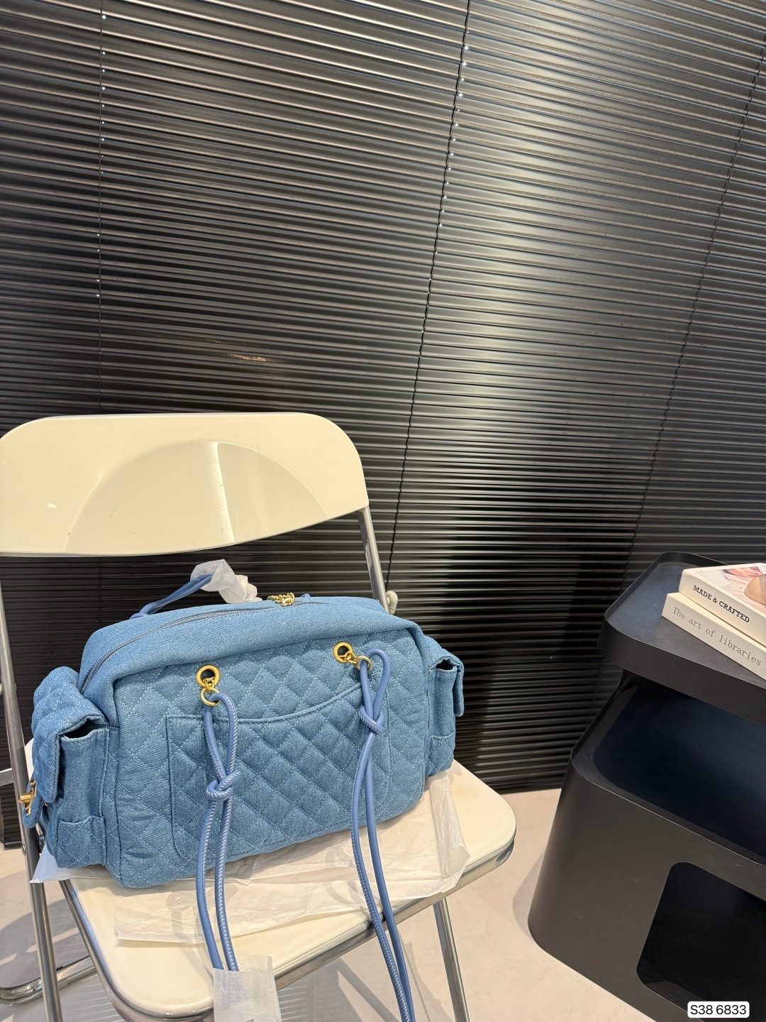 C design denim camisole motorcycle bag multi-pocket underarm bag