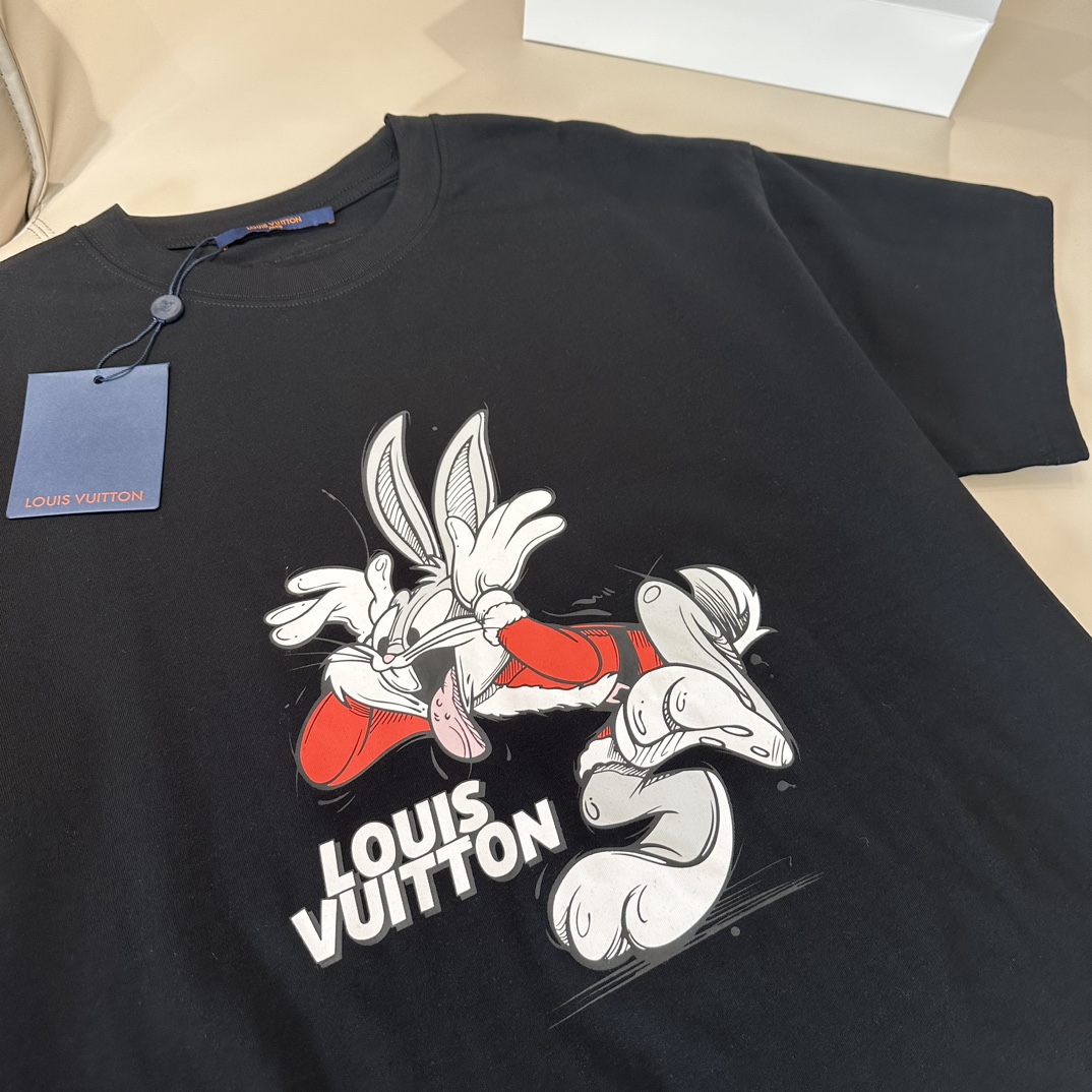 L design  Funny Rabbit Printed Cotton 100 Percent Unisex Leisure T-shirt