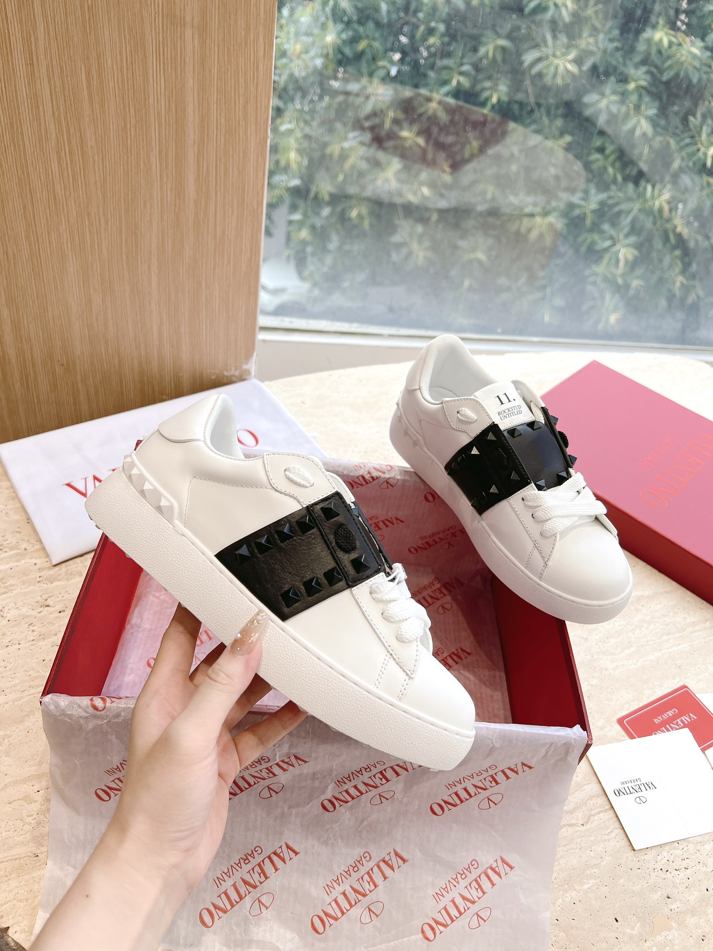 VALENTINO Women's OPEN DISCO Calfskin Sneakers