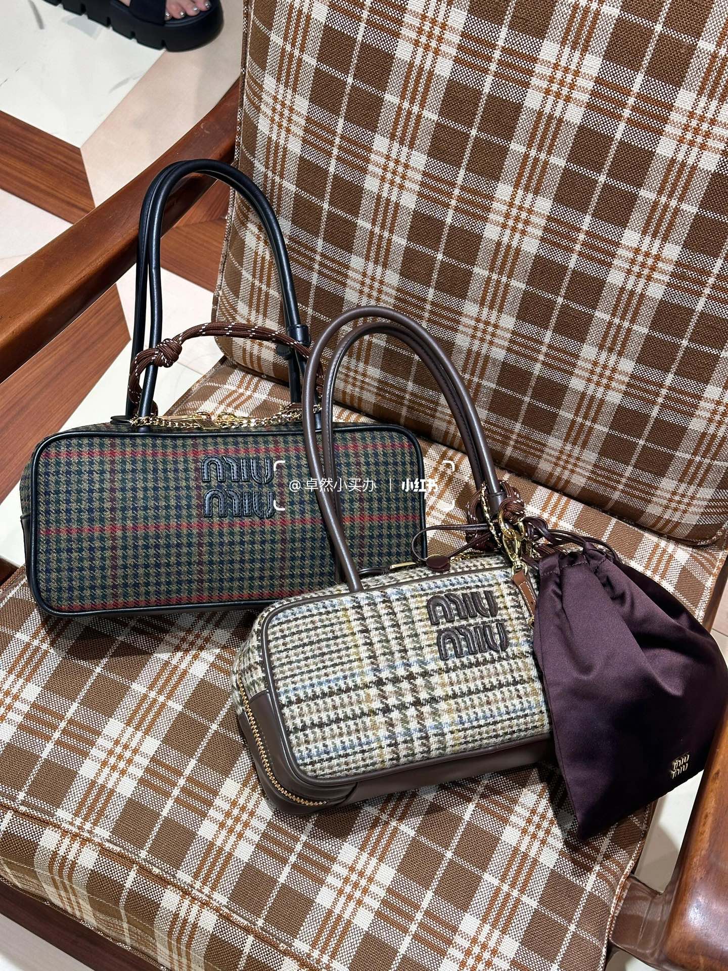 M design new woolen striped ladies bowling bag