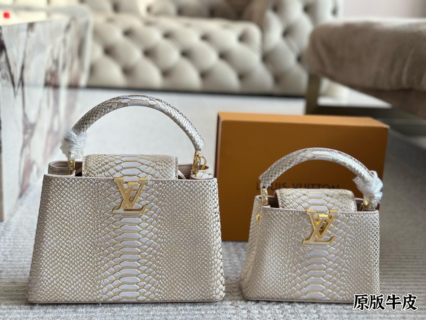 L Capucines rainbow crocodile print tote