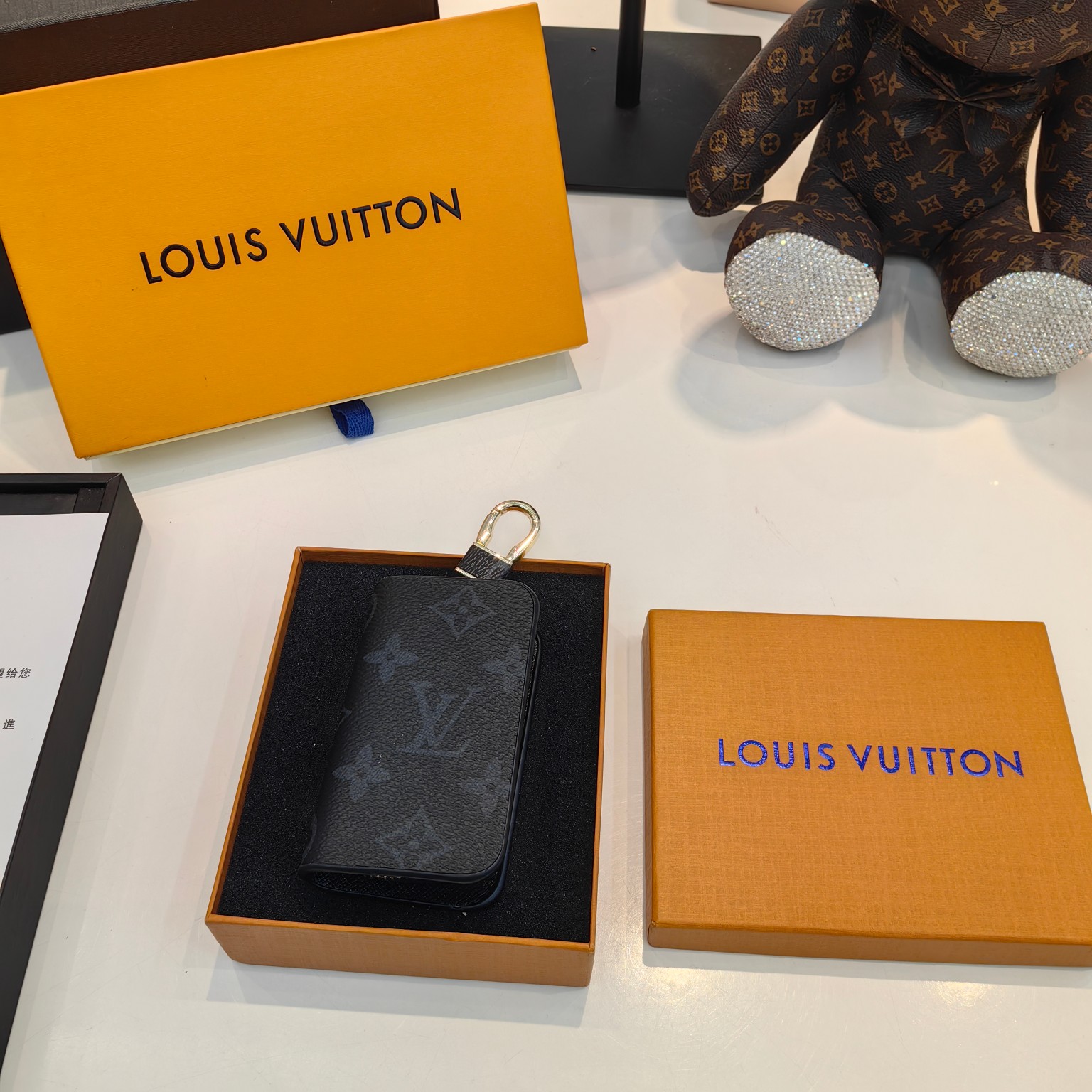 L design New trendy leather Monogram key chain for car remote control & Bag pedant accessories