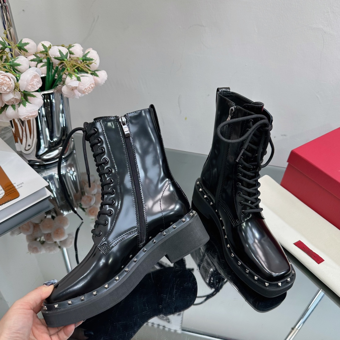 V stylerivets 2023 autumn and winter must-have new lace-up short boots