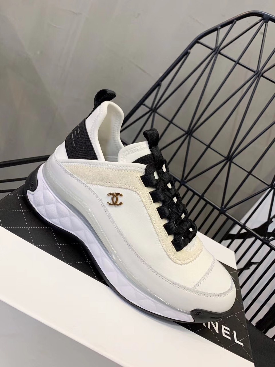 Chanel Women Lace Up Wedges Sneakers