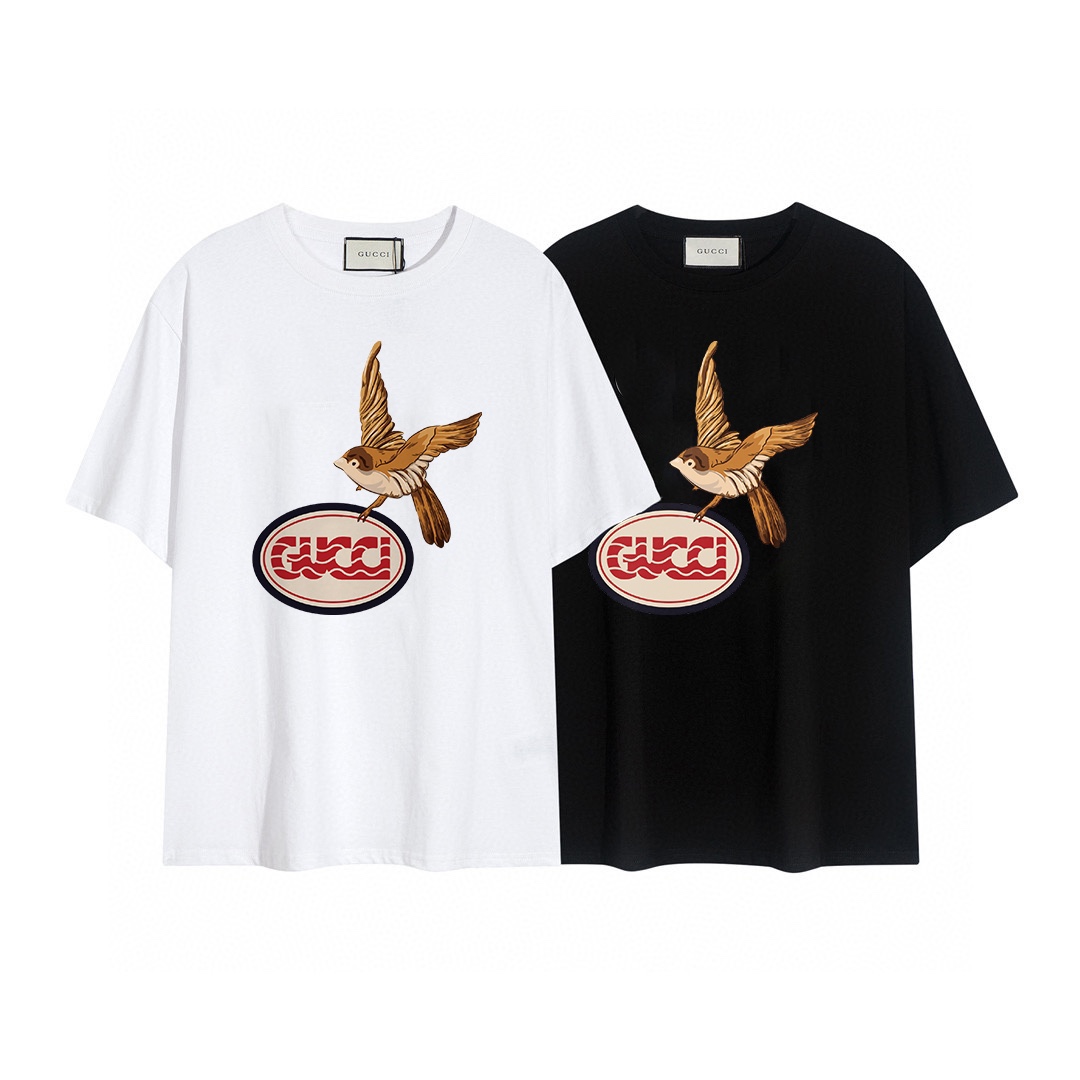 G design Cute Birds Printed Cotton Breathable Unisex Fashion T-shirt
