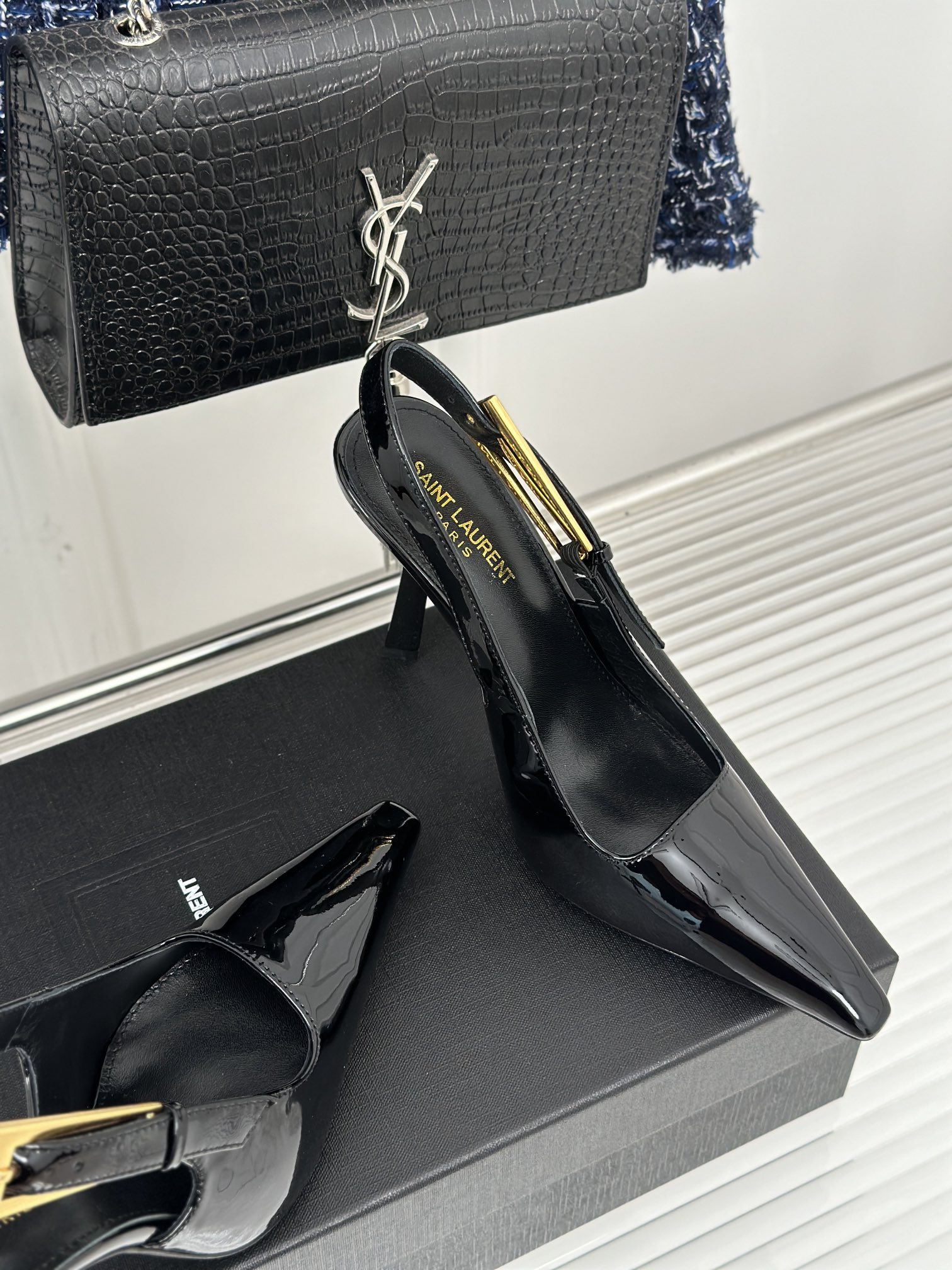 Saint Lauren*Y style 24ss new runway heeled pointed toe sandals