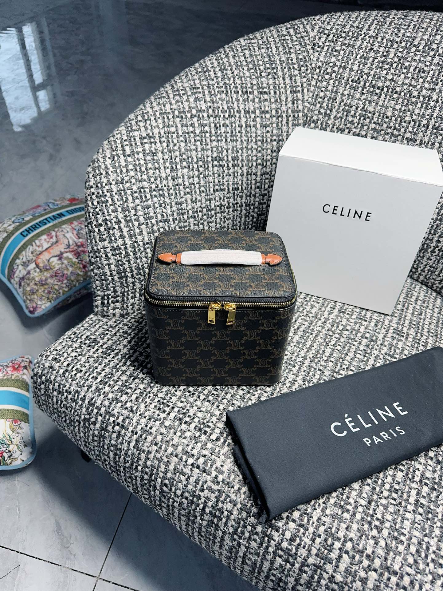 C logo  Monogram bag Cosmetic Storage Box