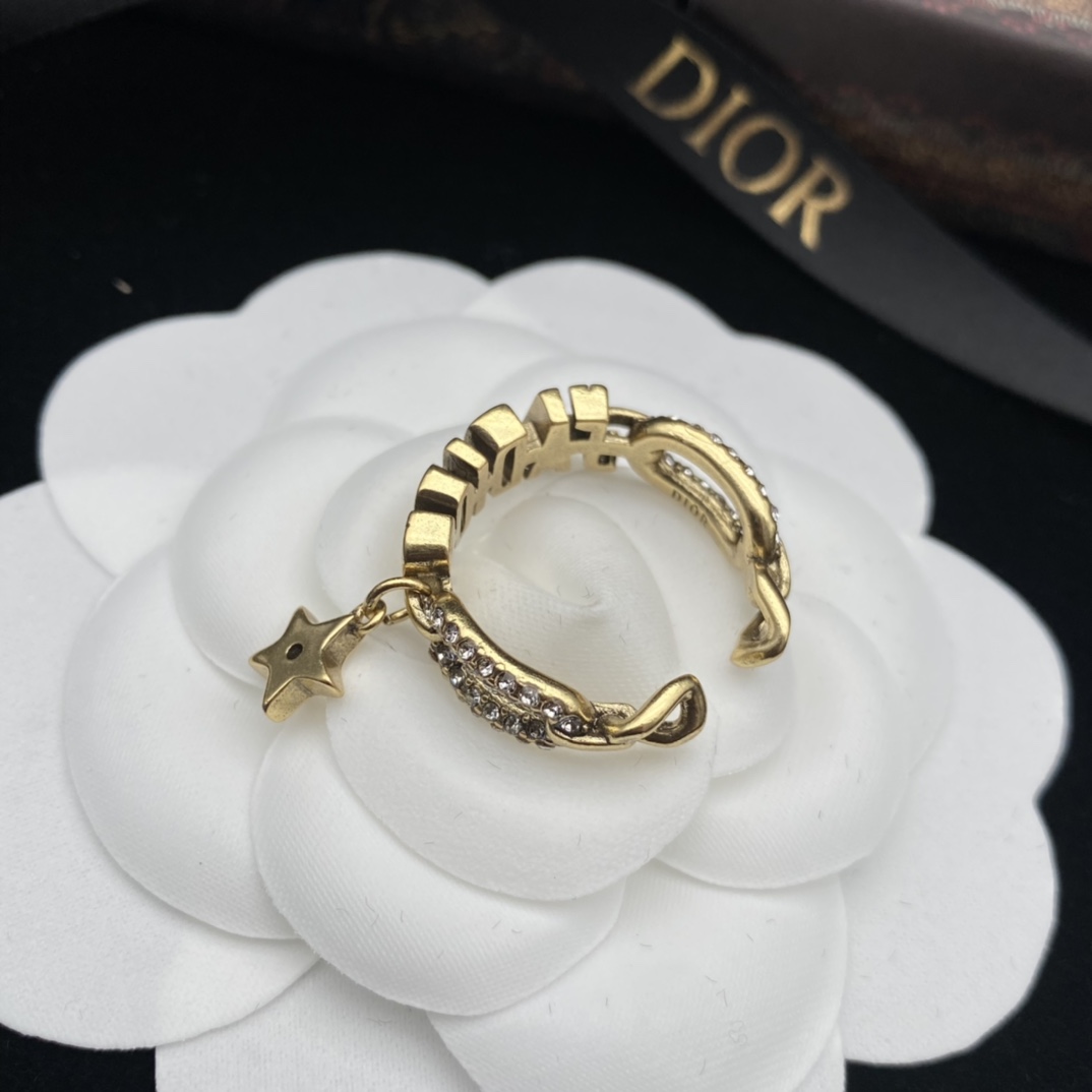 D design  new letter star diamond set fashion personality open ring