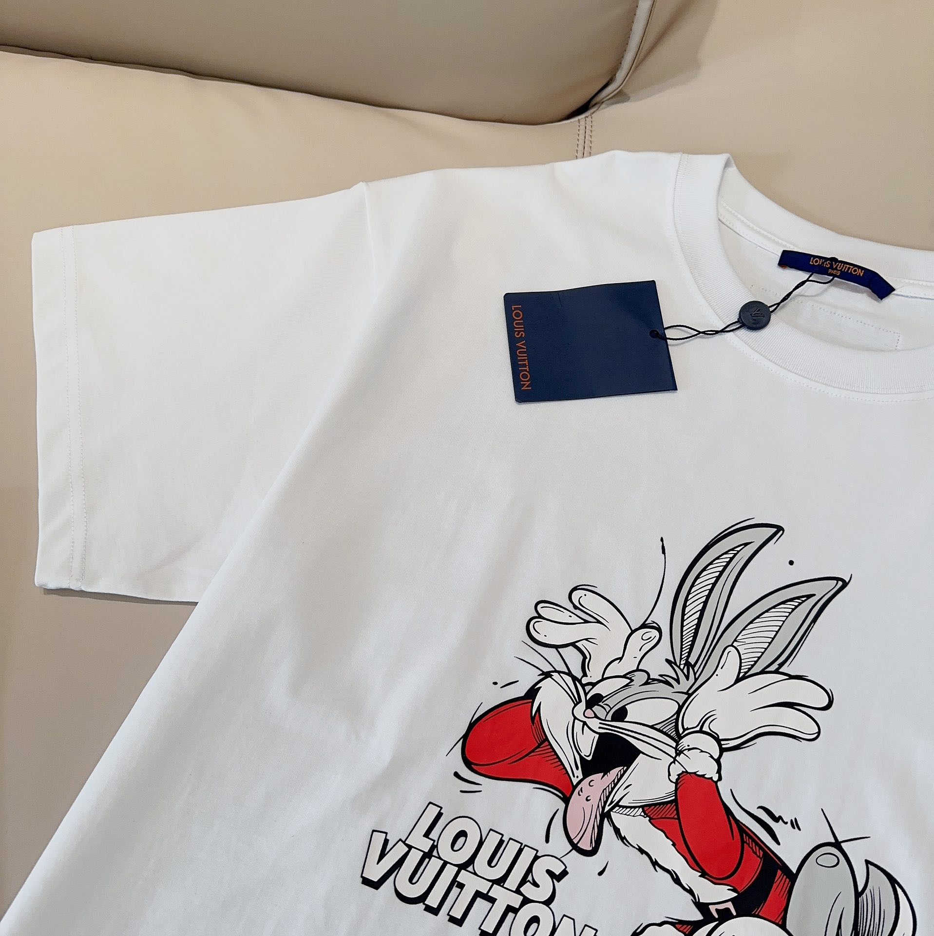 L design  Funny Rabbit Printed Cotton 100 Percent Unisex Leisure T-shirt