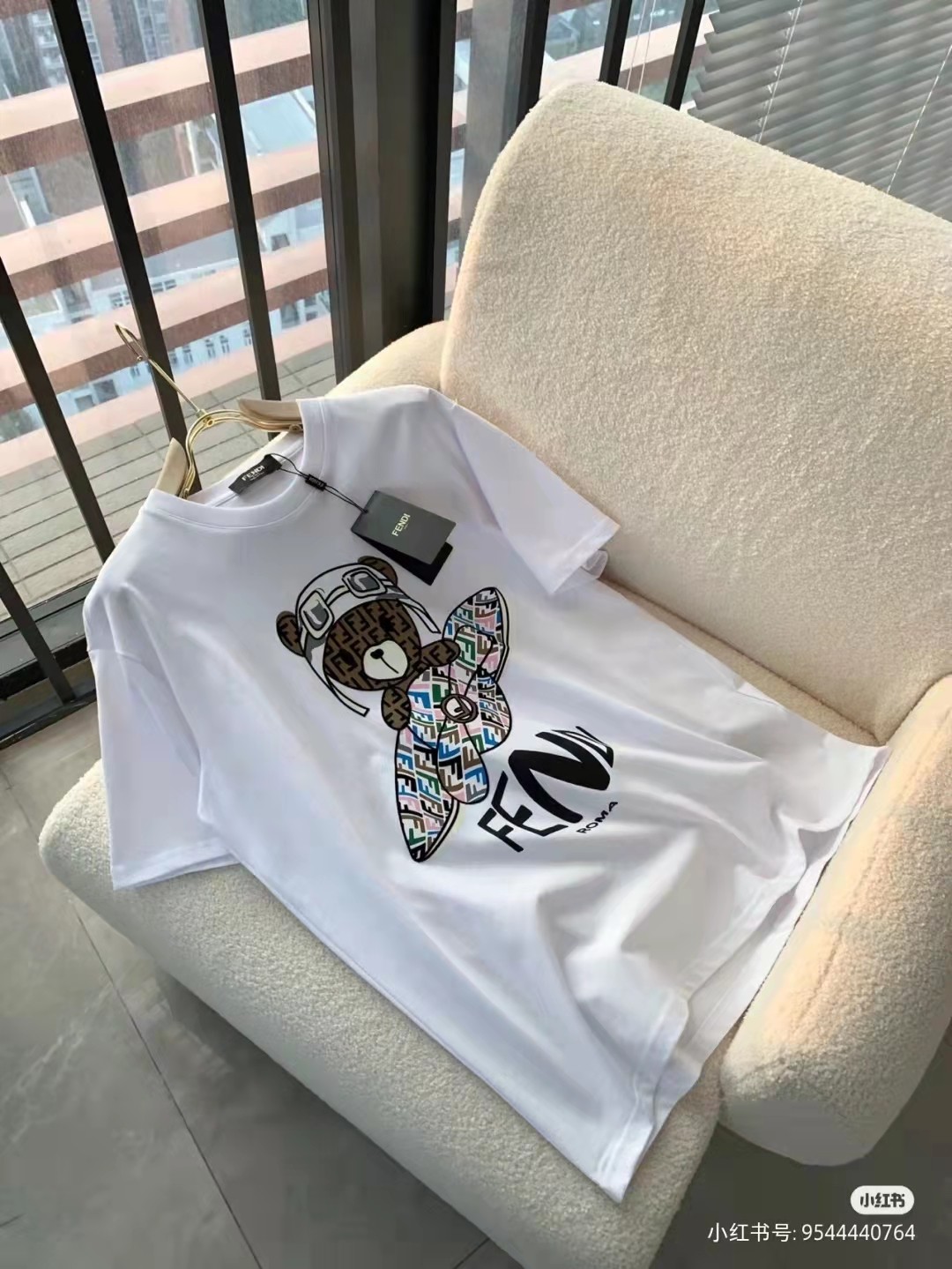 2023 Summer F design  Lovely Bear and Paper Airplane Printed Unisex Cotton Breathable T-shirt