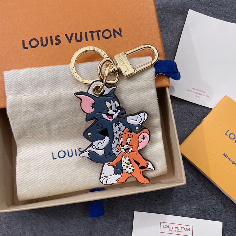 L designTom and Jerry gold cartoon keychain