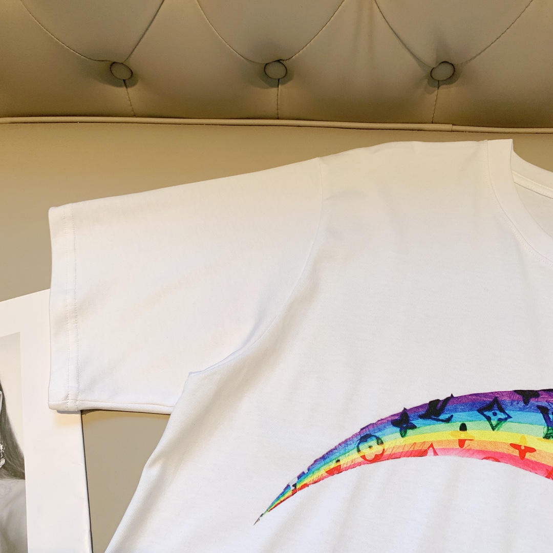 L design  Rainbow Printed Summer New Design Classic Unisex Short Sleeve