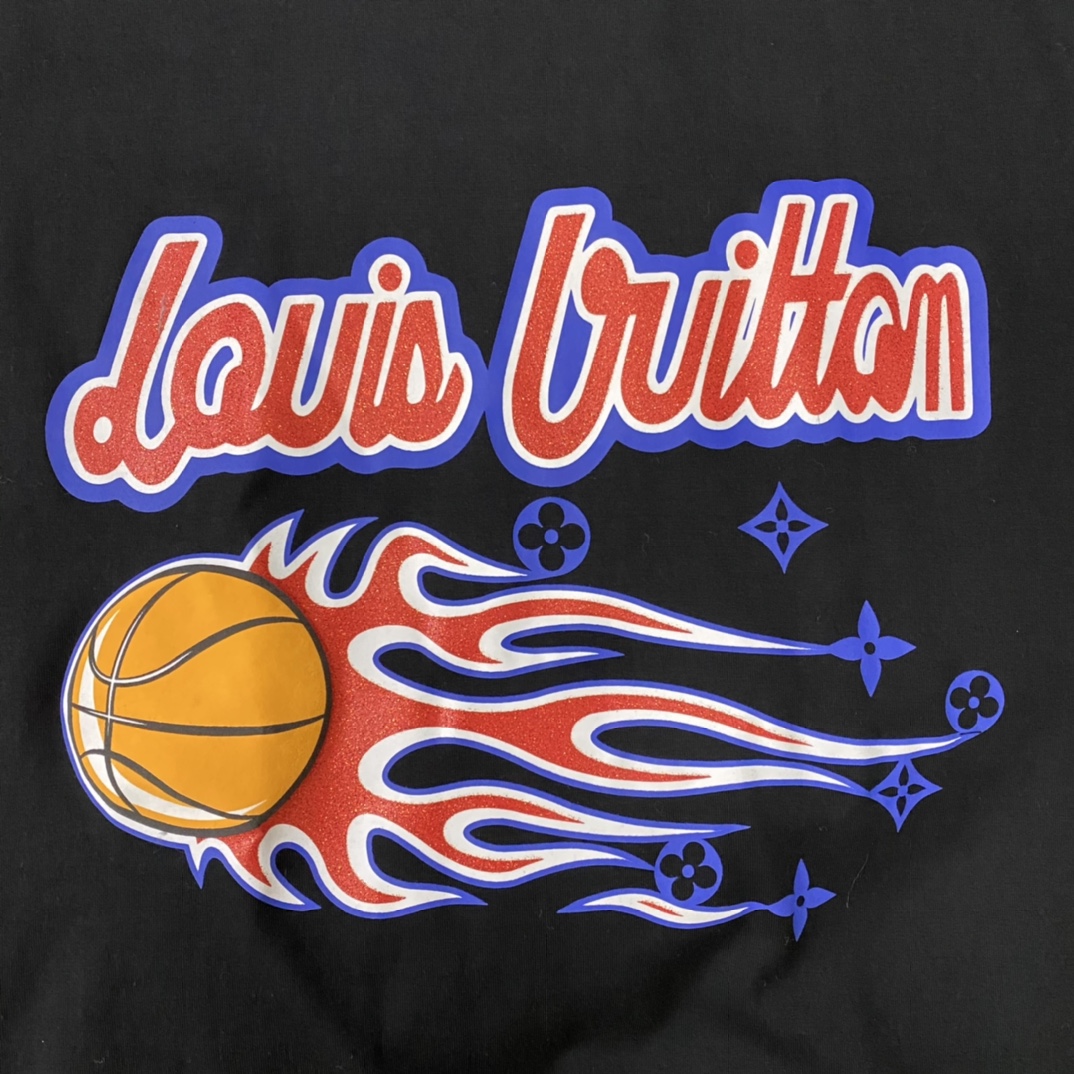 L design  Basketball Fire with Big Logo Printed Fashion and Sports Unisex T-shirt