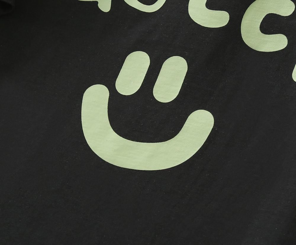 G design Smile Printed Summer Round Collar Cotton Breathable Unisex Leisure T-shirt