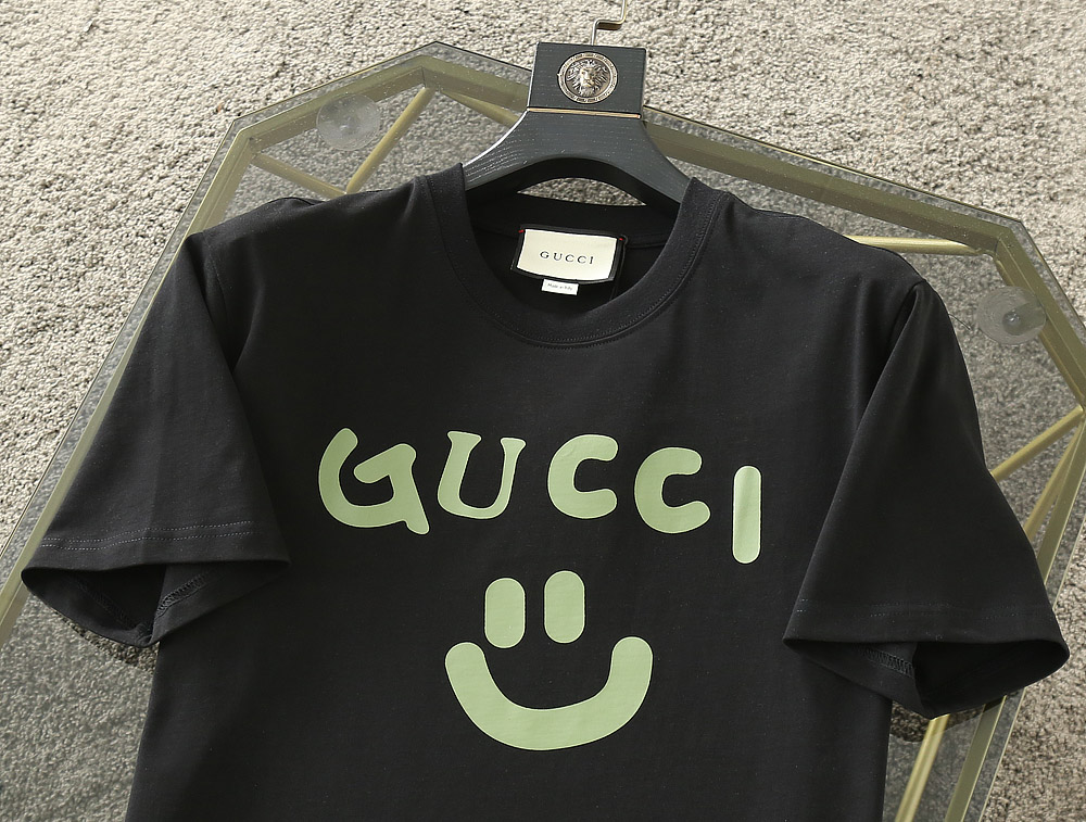 G design Smile Printed Summer Round Collar Cotton Breathable Unisex Leisure T-shirt