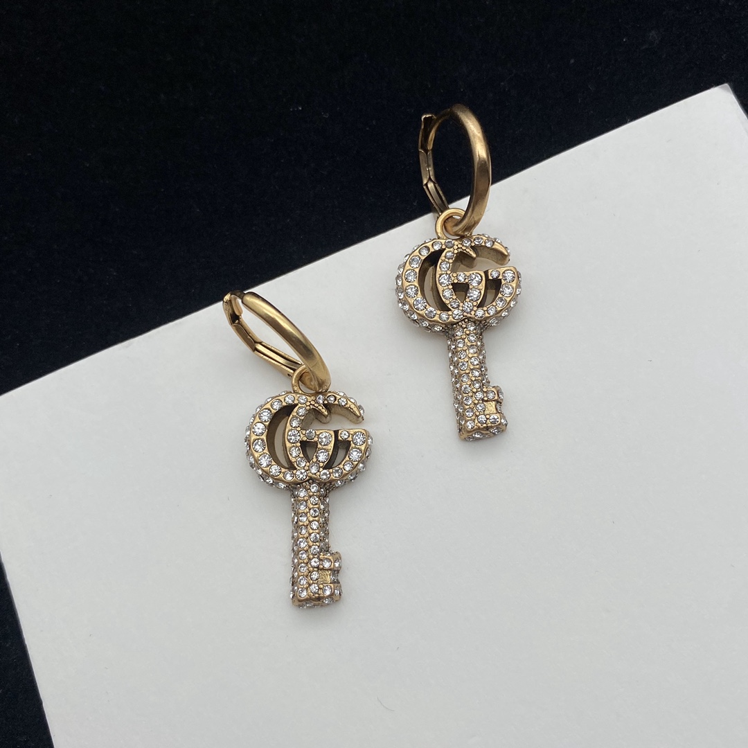 G design Crystal Double G Key Necklace Earrings