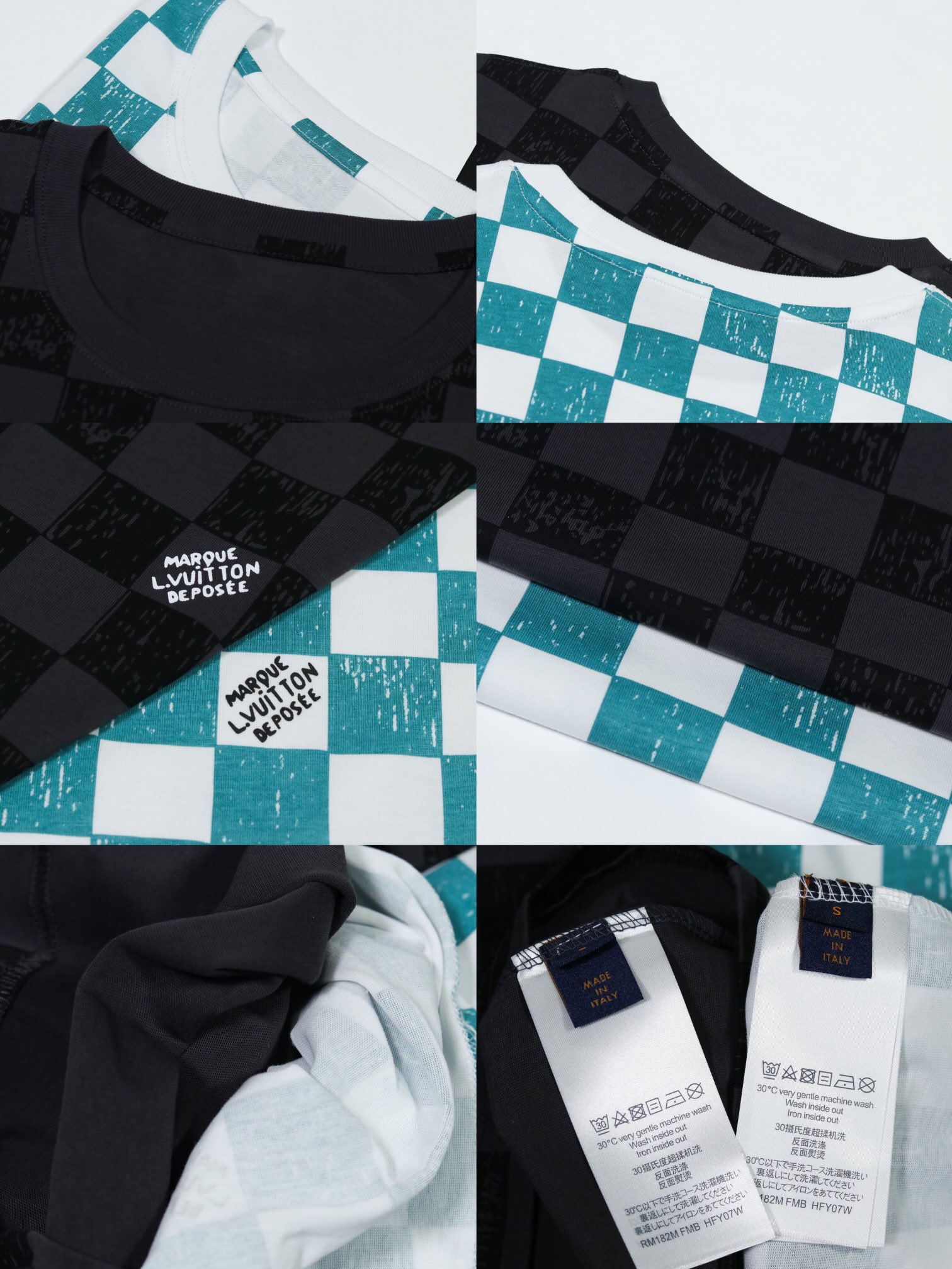 L designTop quality high level checkerboard dyed short sleeve T-shirt