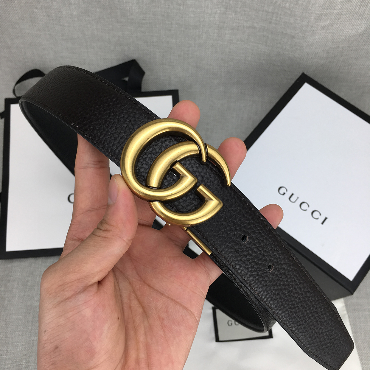 G design Women double G Buckle Genuine Leather Belt
