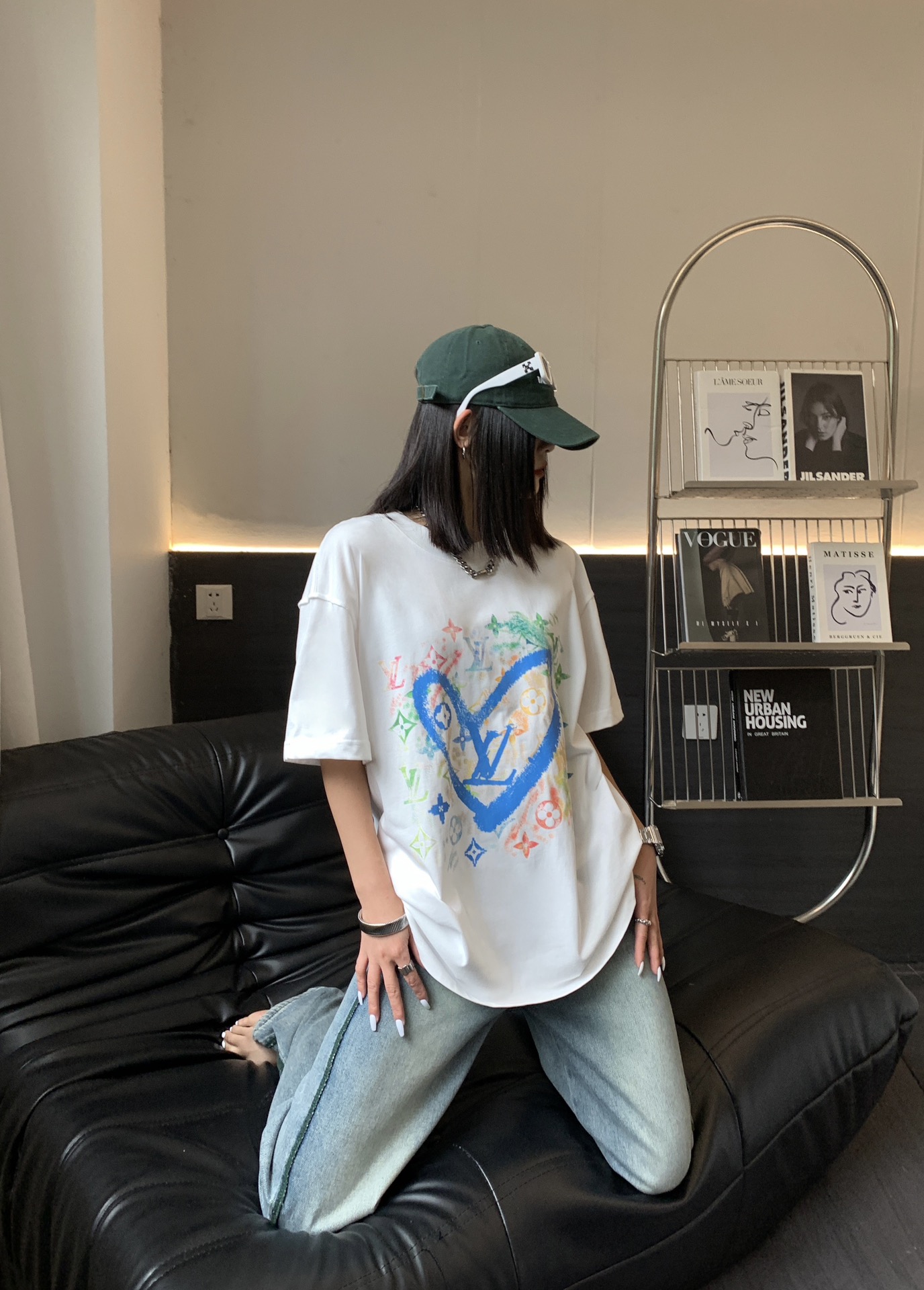 Louis Vuittob Heart Shape Unisex Classic Short Sleeve