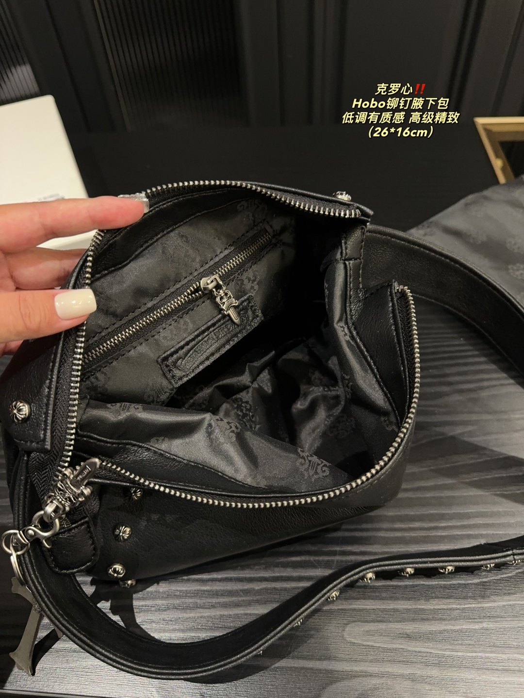 C Design Hobo Studded Underarm Bag