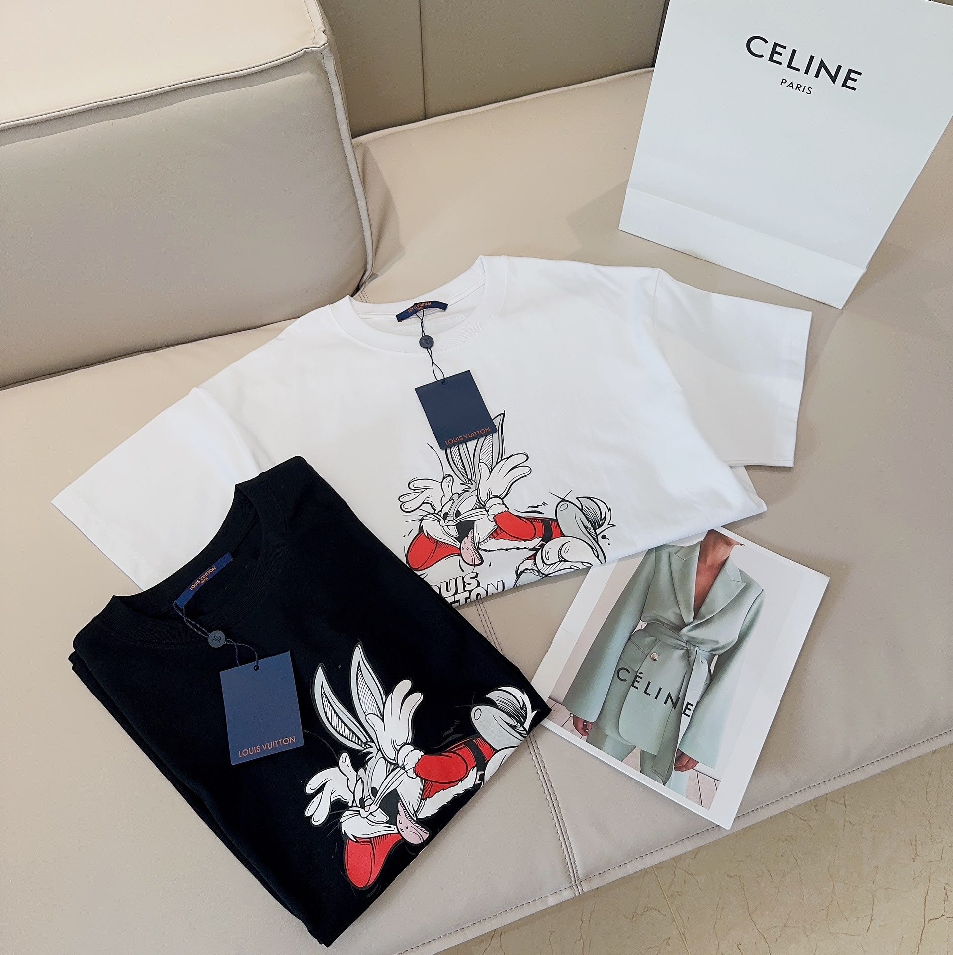 L design  Funny Rabbit Printed Cotton 100 Percent Unisex Leisure T-shirt