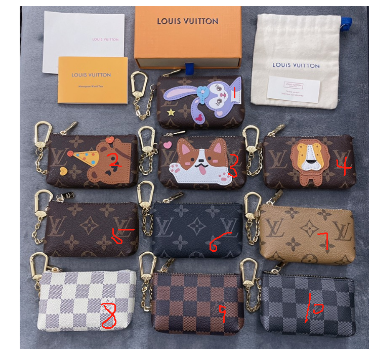 L design  classic old flower coin purse keychain