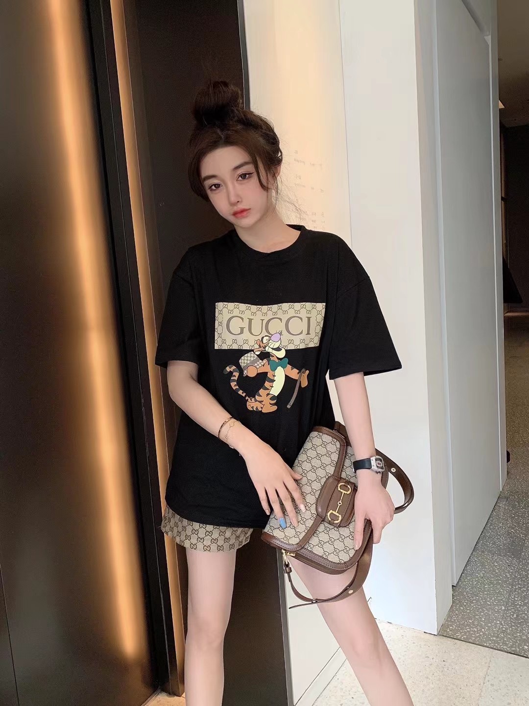 銆怢ow price promotion]銆?G design Cartoon Tigger printed short sleeve