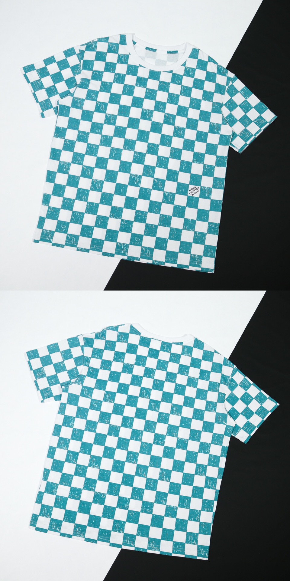 L designTop quality high level checkerboard dyed short sleeve T-shirt