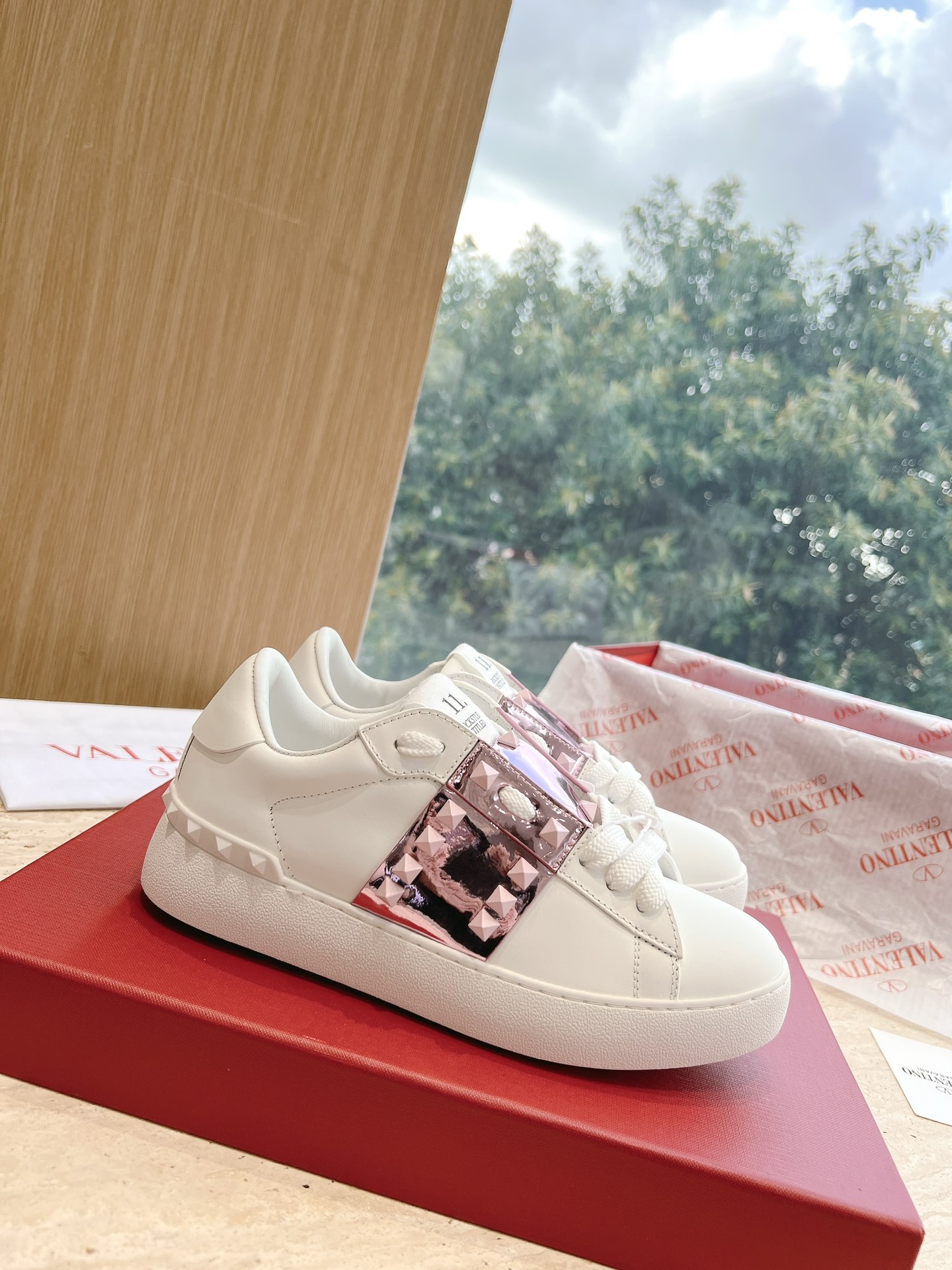 VALENTINO Women's OPEN DISCO Calfskin Sneakers